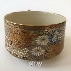 Antique Japanese Satsuma Mille Fleur Thousand Flowers Tea Cup Saucer Gilt Shozan