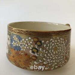 Antique Japanese Satsuma Mille Fleur Thousand Flowers Tea Cup Saucer Gilt Shozan