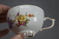Antique KPM Berlin Hand Painted KPM74 Floral Butterfly & Gold Tea Cup & Saucer D