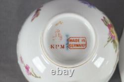 Antique KPM Berlin Hand Painted KPM74 Floral Butterfly & Gold Tea Cup & Saucer D