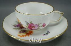 Antique KPM Berlin Hand Painted KPM74 Floral Butterfly & Gold Tea Cup & Saucer G