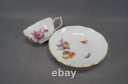 Antique KPM Berlin Hand Painted KPM74 Floral Butterfly & Gold Tea Cup & Saucer G
