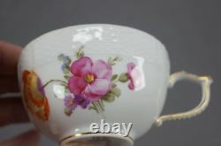 Antique KPM Berlin Hand Painted KPM74 Floral Butterfly & Gold Tea Cup & Saucer G