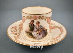Antique KPM Royal Berlin Tea Cup & Saucer, Scenic, Jeweled