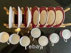 Antique LIMOGES French Porcelain demitasse cup saucer set of 7 Marked Limoges