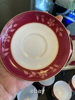 Antique LIMOGES French Porcelain demitasse cup saucer set of 7 Marked Limoges