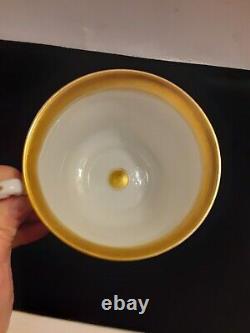 Antique Limoges FranceTeacup And Saucer Gold And Fleur Beaded Pattern