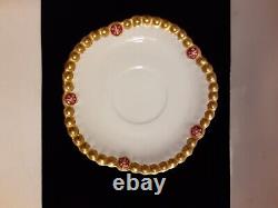 Antique Limoges FranceTeacup And Saucer Gold And Fleur Beaded Pattern