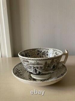 Antique Limoges Style Tea cup and saucer Old Paris Porcelain Rare Vintage