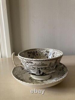 Antique Limoges Style Tea cup and saucer Old Paris Porcelain Rare Vintage