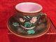 Antique Majolica Wild Rose, Rope Tea Cup And Saucer 1800's