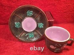 Antique Majolica Wild Rose, Rope Tea Cup and Saucer 1800's