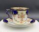 Antique Maple & Co. London Bisto England 2 Teacup And Saucer Royal Blue Gold