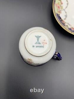 Antique Maple & Co. London Bisto England 2 Teacup And Saucer Royal Blue Gold