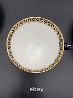 Antique Maple & Co. London Bisto England 2 Teacup And Saucer Royal Blue Gold