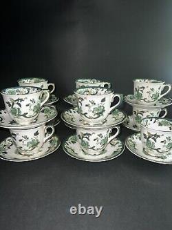 Antique Mason's Chartreuse 11 Tea Coffee Cups 11 Saucers England