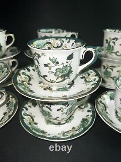 Antique Mason's Chartreuse 11 Tea Coffee Cups 11 Saucers England