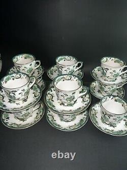 Antique Mason's Chartreuse 11 Tea Coffee Cups 11 Saucers England