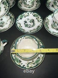 Antique Mason's Chartreuse 11 Tea Coffee Cups 11 Saucers England