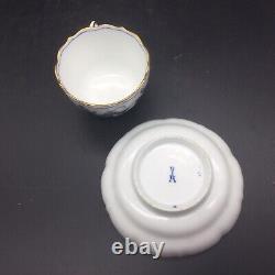 Antique Meissen Blue Gold Rich Onion Tea Cup Saucer Set Crossed Swords