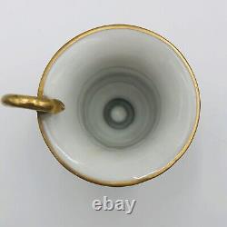 Antique Meissen Cup & Saucer From 1800s Rare Hand Painted Green/Gold With Face