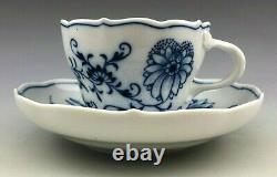 Antique Meissen Germany Blue Onion Floral Tea Cup and Saucer