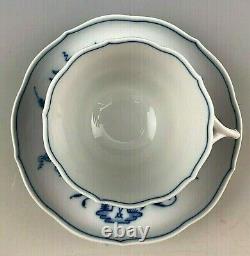 Antique Meissen Germany Blue Onion Floral Tea Cup and Saucer