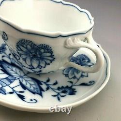 Antique Meissen Germany Blue Onion Floral Tea Cup and Saucer