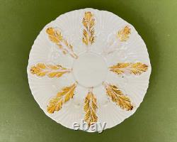 Antique Meissen Gold Gilt Acanthus Leaf Mocha Demitasse Tea Cup & Saucer
