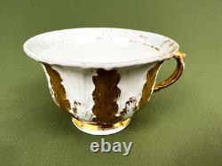 Antique Meissen Gold Gilt Acanthus Leaf Mocha Demitasse Tea Cup & Saucer