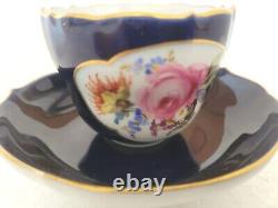 Antique Meissen Hand Painted Roses Tea Cup & Saucer Germany