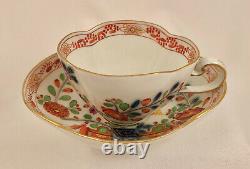 Antique Meissen Imari Style Tea Cup & Saucer, Quatrefoil