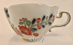 Antique Meissen Imari Style Tea Cup & Saucer, Quatrefoil