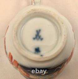 Antique Meissen Imari Style Tea Cup & Saucer, Quatrefoil