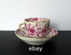 Antique Meissen Indian Flower Demitasse Cup & Saucer Set #2