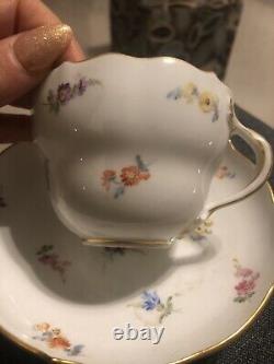 Antique Meissen Tea Cup And Saucer Unique Hand Painted