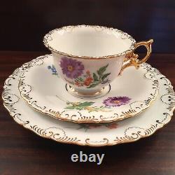 Antique Meissen Tea Cup & Saucer, Plate Art Nouveau, Pedestal Base Set Of 1