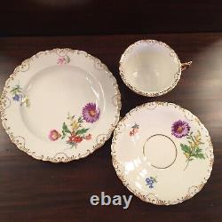 Antique Meissen Tea Cup & Saucer, Plate Art Nouveau, Pedestal Base Set Of 1