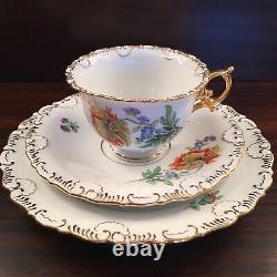 Antique Meissen Tea Cup & Saucer, Plate Art Nouveau, Pedestal Base Set Of 1