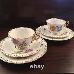 Antique Meissen Tea Cup & Saucer, Plate Art Nouveau, Pedestal Base Set Of 1