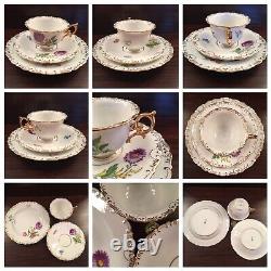 Antique Meissen Tea Cup & Saucer, Plate Art Nouveau, Pedestal Base Set Of 1