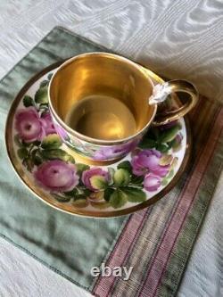 Antique Meissen rose gold swan handle coffee cup and saucer circa. 1814-1824