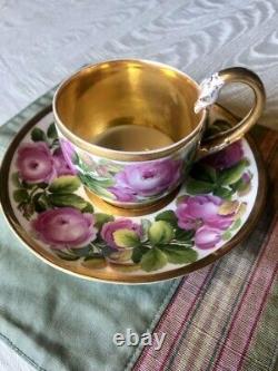 Antique Meissen rose gold swan handle coffee cup and saucer circa. 1814-1824