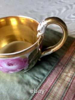 Antique Meissen rose gold swan handle coffee cup and saucer circa. 1814-1824