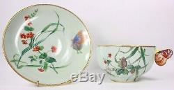 Antique Minton Large Tea Cup and Saucer Butterfly Handle Circa 1869