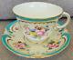 Antique Minton Turquoise Raised Enamel Jeweled Gold Floral Teacup And Saucer Set