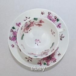 Antique Mintons Porcelain Purple or Puce & Green Flower Tea Cup & Saucer