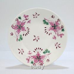Antique Mintons Porcelain Purple or Puce & Green Flower Tea Cup & Saucer