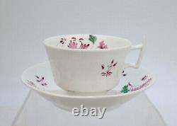 Antique Mintons Porcelain Purple or Puce & Green Flower Tea Cup & Saucer