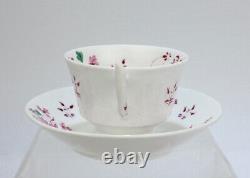 Antique Mintons Porcelain Purple or Puce & Green Flower Tea Cup & Saucer